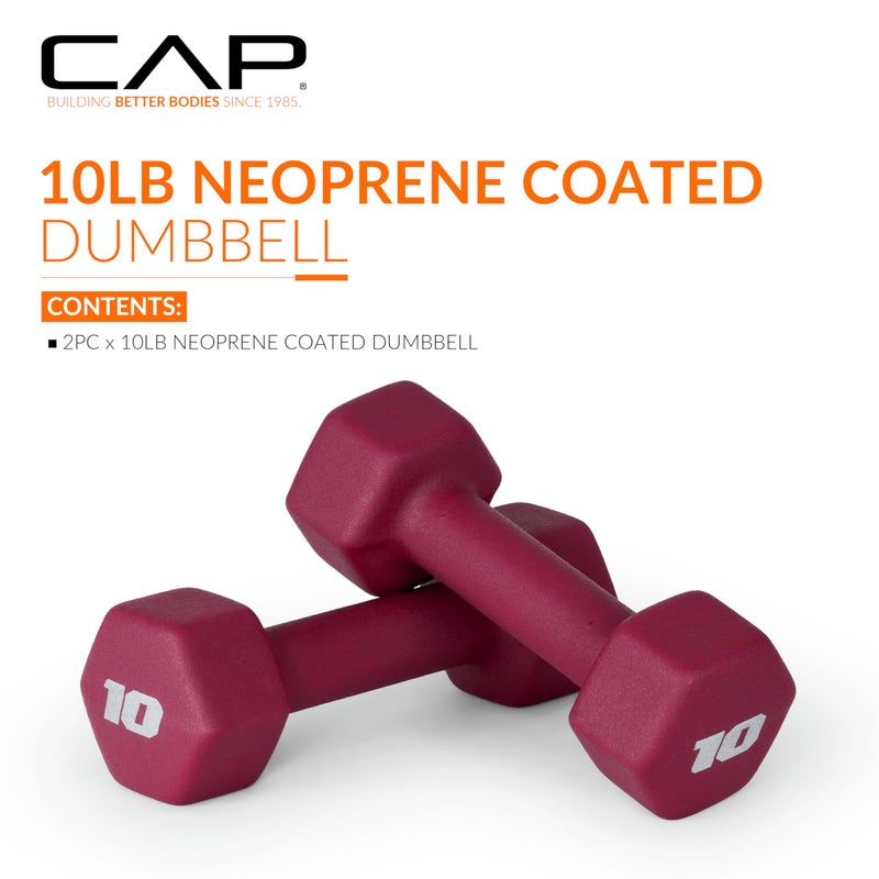 CAP Barbell Neoprene Dumbbell Weights, 10 lb Pair, Crimson - Image 2