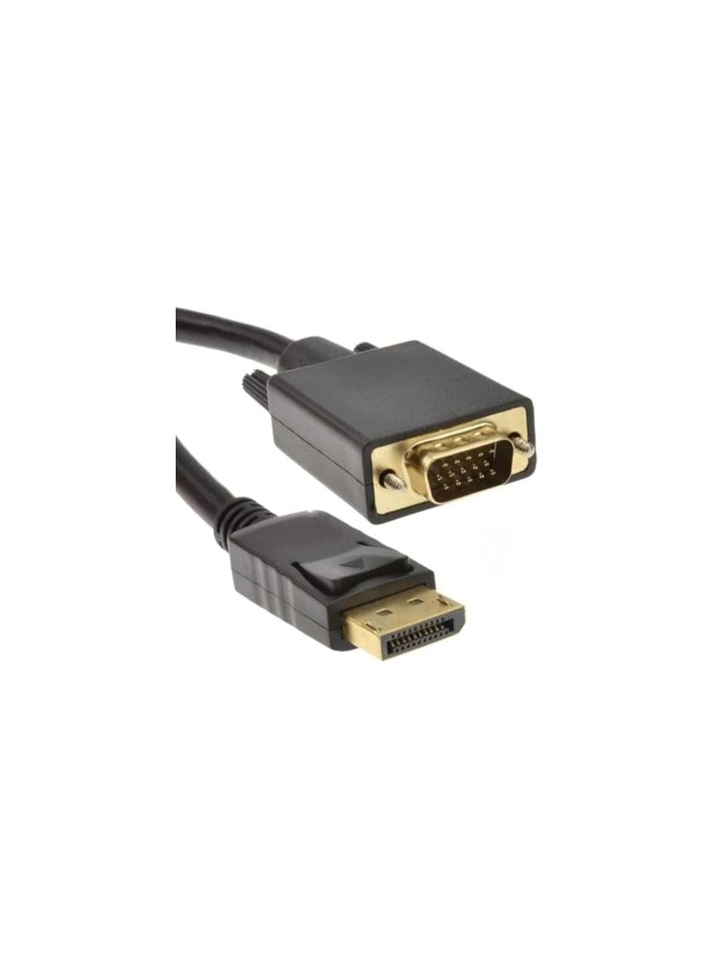 1.8m DisplayPort to VGA Cable – High-Quality Adapter Cable for Monitor, Projector, PC, Laptop