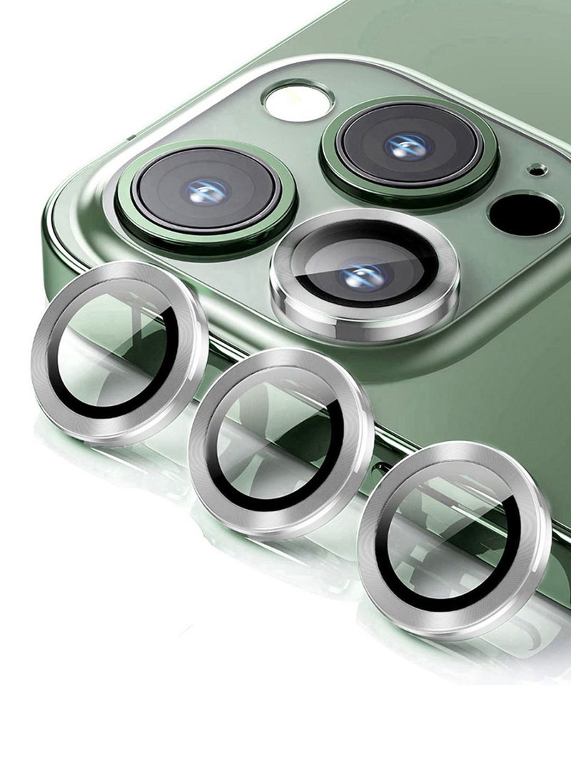دبليو تيك ابل ايفون 16 برو / ايفون 16 برو ماكس 2024 بريميوم سبيكة حلقة كاميرا عدسة واقي من الزجاج المقسى درع حماية - شفاف / فضي - Image 1