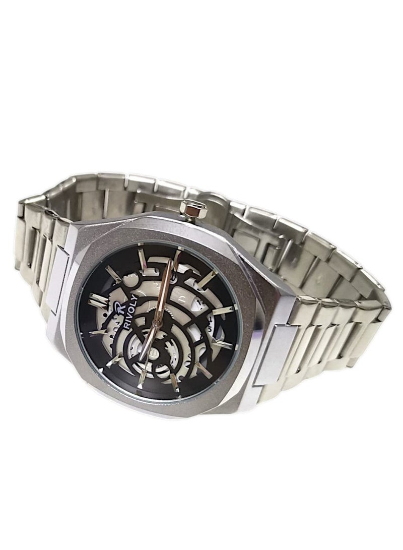 Rivoly Men's Stainless Steel Analog Quartz Date Display Watch Easy to Read Fashion Design Waterproof Luxury Classic Big Face Wrist Watch - Image 3