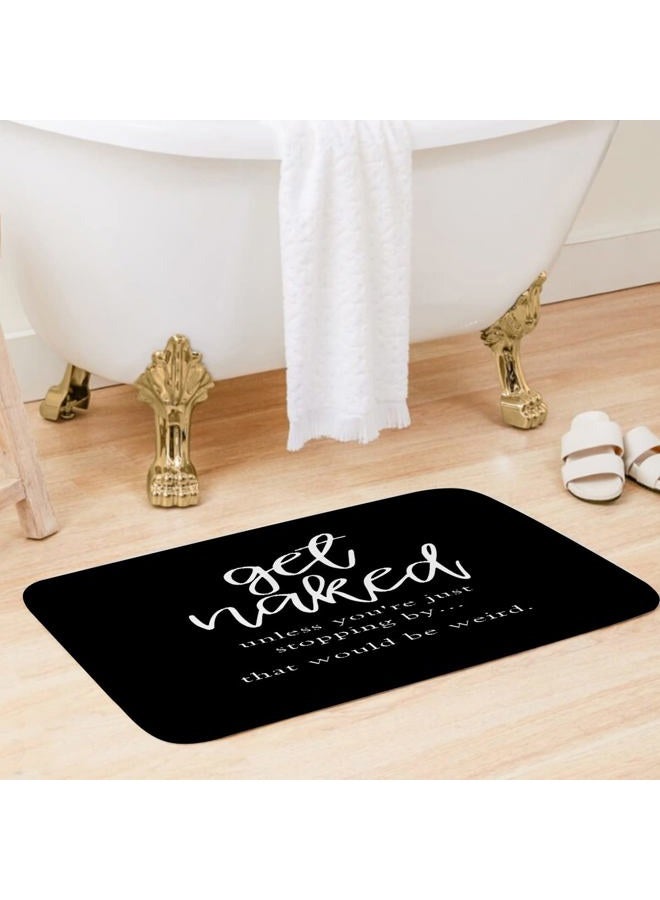 Kikiry Get Naked Shower Curtain Set Funny Quotes Inspirational Black Unique Modern Polyester Mat 4 Pcs Bathroom Decor Mat Toilet Lid Cover U Shaped Non-Slip Rug Fabric Polyester 60x72 Inch - Image 3