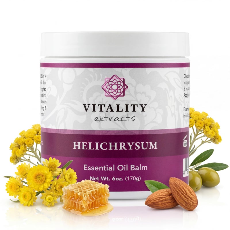 Vitality Extracts Helichrysum Balm - 6oz, Helichrysum Gymnocephalum, Beeswax, Almond Oil, Ultra-Moisturizing, Skin Healing, Full Body Hydration - Image 1