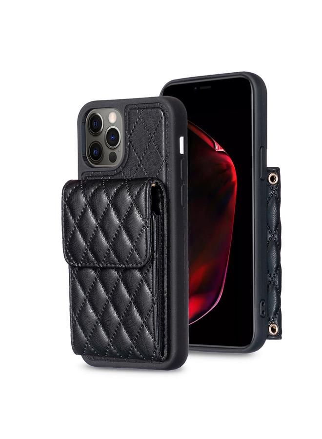 Zaboon Case For iPhone 12 / 12 Pro Vertical Wallet Rhombic Leather Phone Case - Image 1