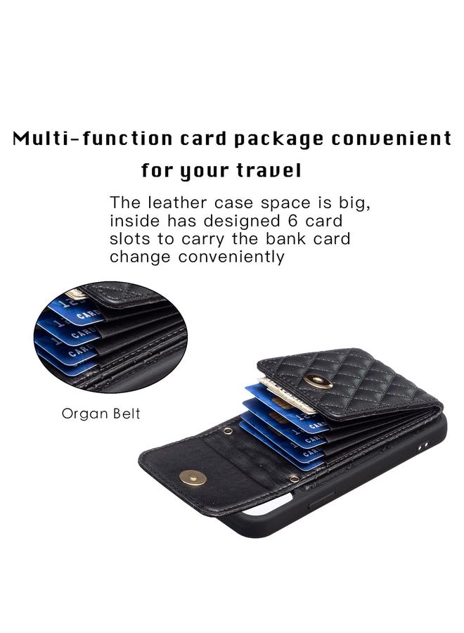 Zaboon Case For iPhone 12 / 12 Pro Vertical Wallet Rhombic Leather Phone Case - Image 4