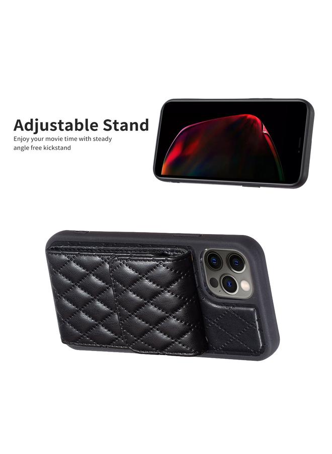 Zaboon Case For iPhone 12 / 12 Pro Vertical Wallet Rhombic Leather Phone Case - Image 5