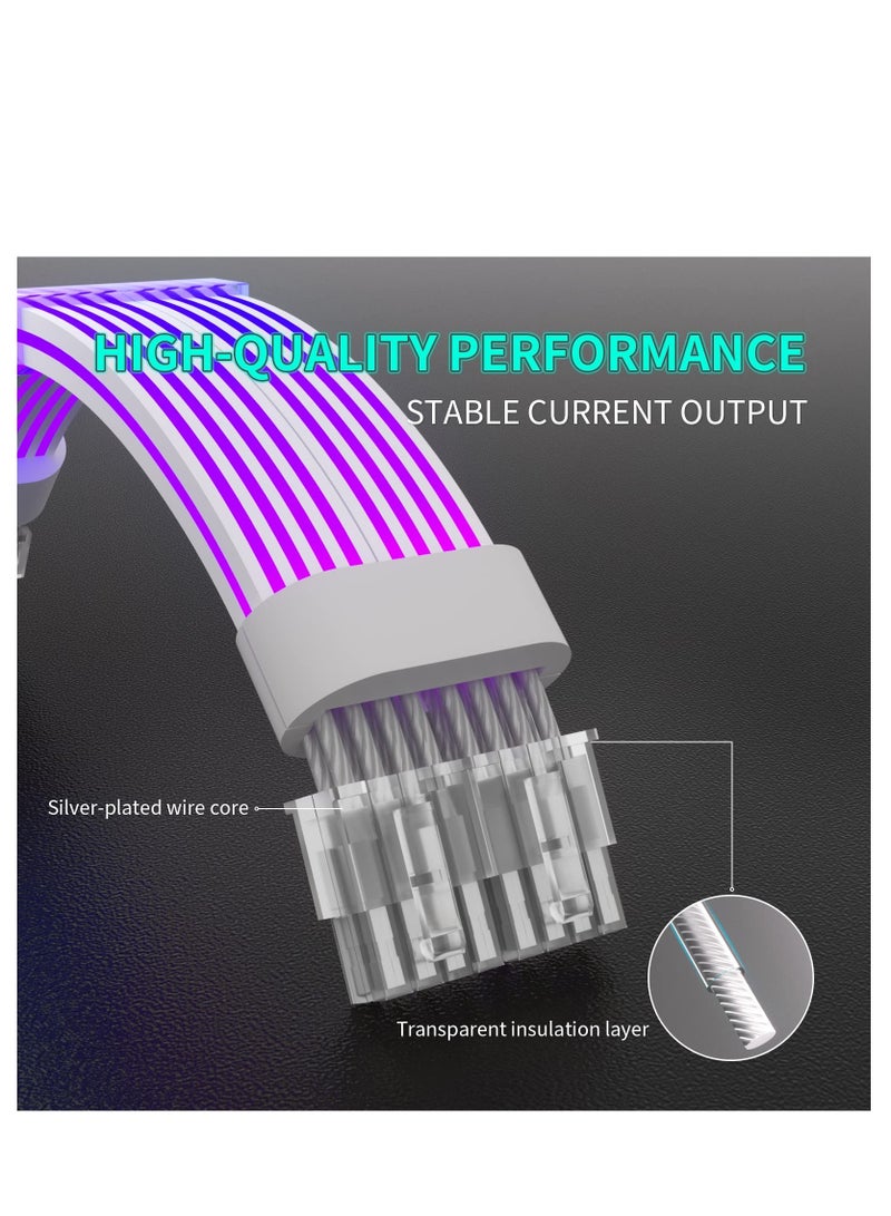 Excefore ARGB PC Cables, Strimer 2x8 Pin Extension Cable, Addressable RGB Power Extension Cable, PC Graphic Card Power Supply, 5V 3Pin Sync RGB GPU Cable (White) - Image 5