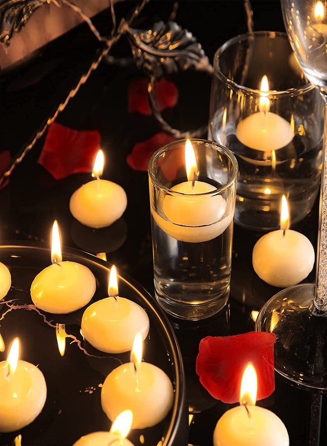 DECOVAA Wax 4 Hrs Burning Floating Candles for Decoration, Unscented Smokeless Dripless Candles for Diwali, Cylinder Vases, Wedding, Party, Pool, Festival (White, Set of 20) - Image 1