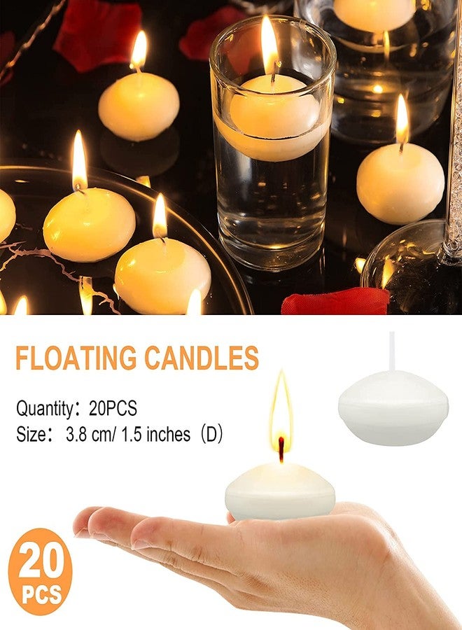 DECOVAA Wax 4 Hrs Burning Floating Candles for Decoration, Unscented Smokeless Dripless Candles for Diwali, Cylinder Vases, Wedding, Party, Pool, Festival (White, Set of 20) - Image 5