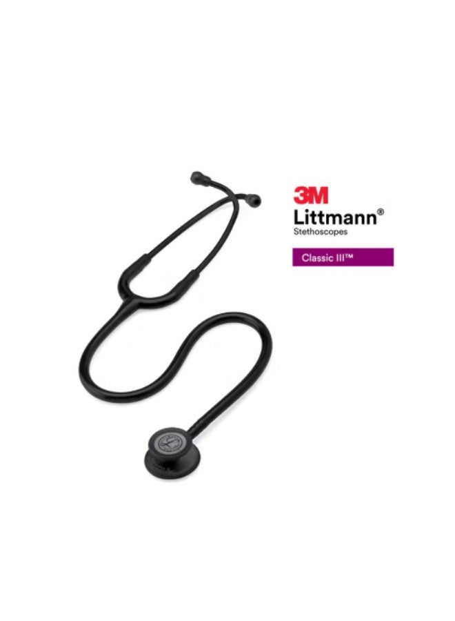 3M Littmann 5803 Littmann Classic III Black Edition Chestpiece Monitoring Stethoscope, 27" Black Tube - Image 5