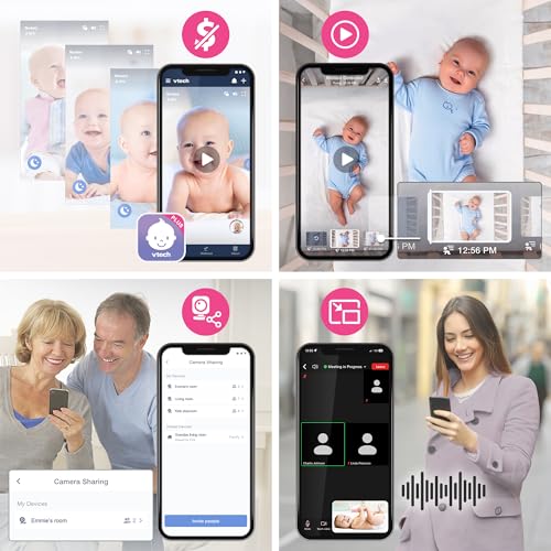 VTech Smart WiFi Baby Monitor See Your Baby at Home or from Anywhere 2K Camera 55 Screen 24X Zoom Night Vision Night Light TwoWay Talk Free App Smart HD Plus - Image 3