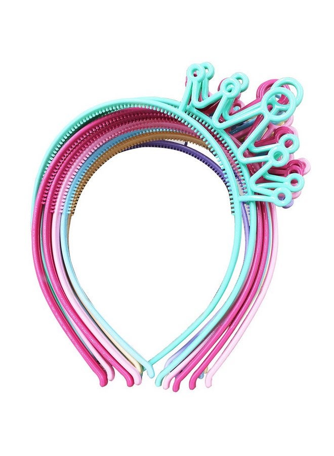 شيما XIMA 12 قطعة من عصابات الرأس للفتيات بألوان الربيع من مادة بلاستيك ABS، عصابة رأس على شكل تاج للأميرة للأطفال، إكسسوار شعر (SP-Crown) - Image 1