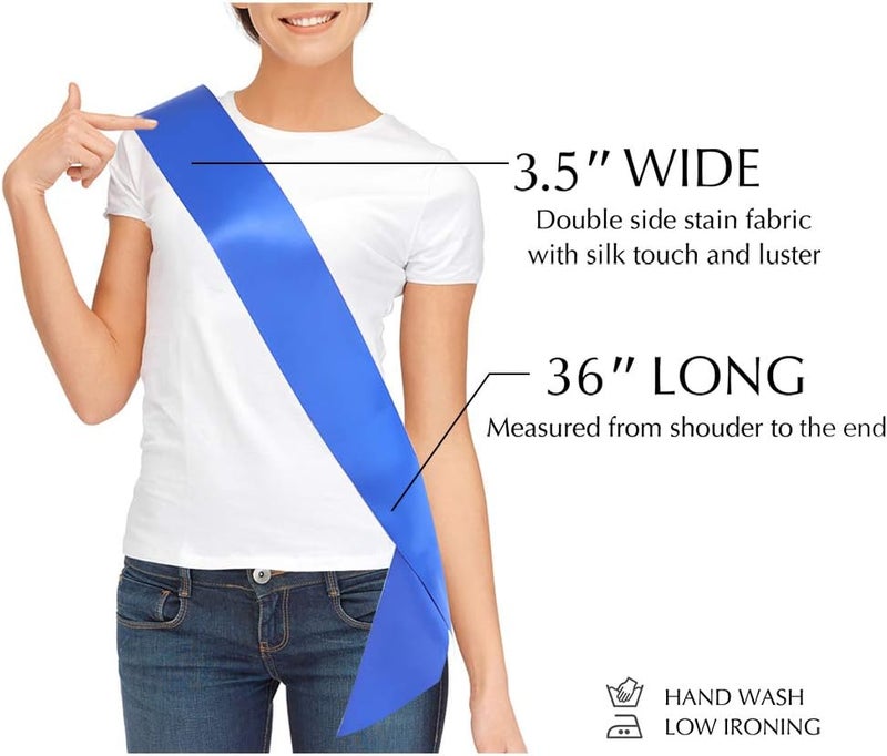 TREORSI Blank Satin Sash, Plain Sash, Party Decorations, Make Your Own Sash (Royal Blue) - Image 4