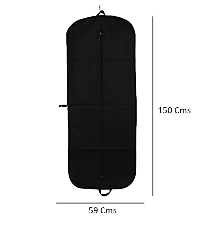 Home Decor Expert Solid Non Woven Long Foldable Mens Suit Sherwani Women Gown Cover 150CM X 59CM Bag with Zip Size150 x 59 Cms Set of 1 Black - Image 3