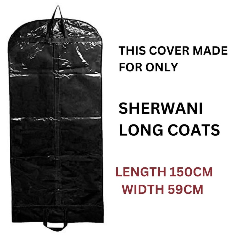 Home Decor Expert Solid Non Woven Long Foldable Mens Suit Sherwani Women Gown Cover 150CM X 59CM Bag with Zip Size150 x 59 Cms Set of 1 Black - Image 4