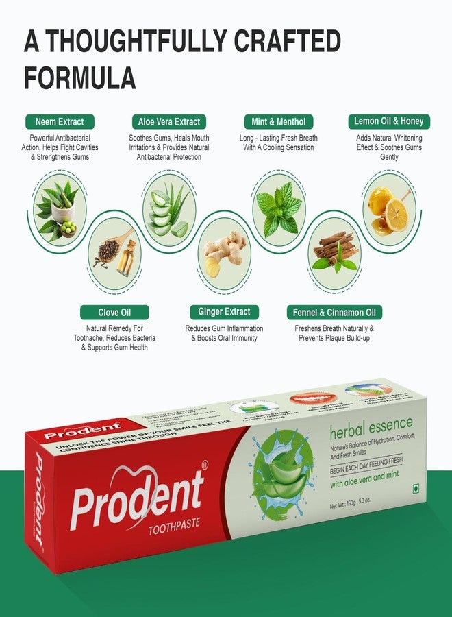 Prodent Aloe Vera & Mint Herbal Toothpaste 150g | For Gum Care, Long-Lasting Fresh Breath & Clean Teeth | Safe & Effective Oral Care - Image 5