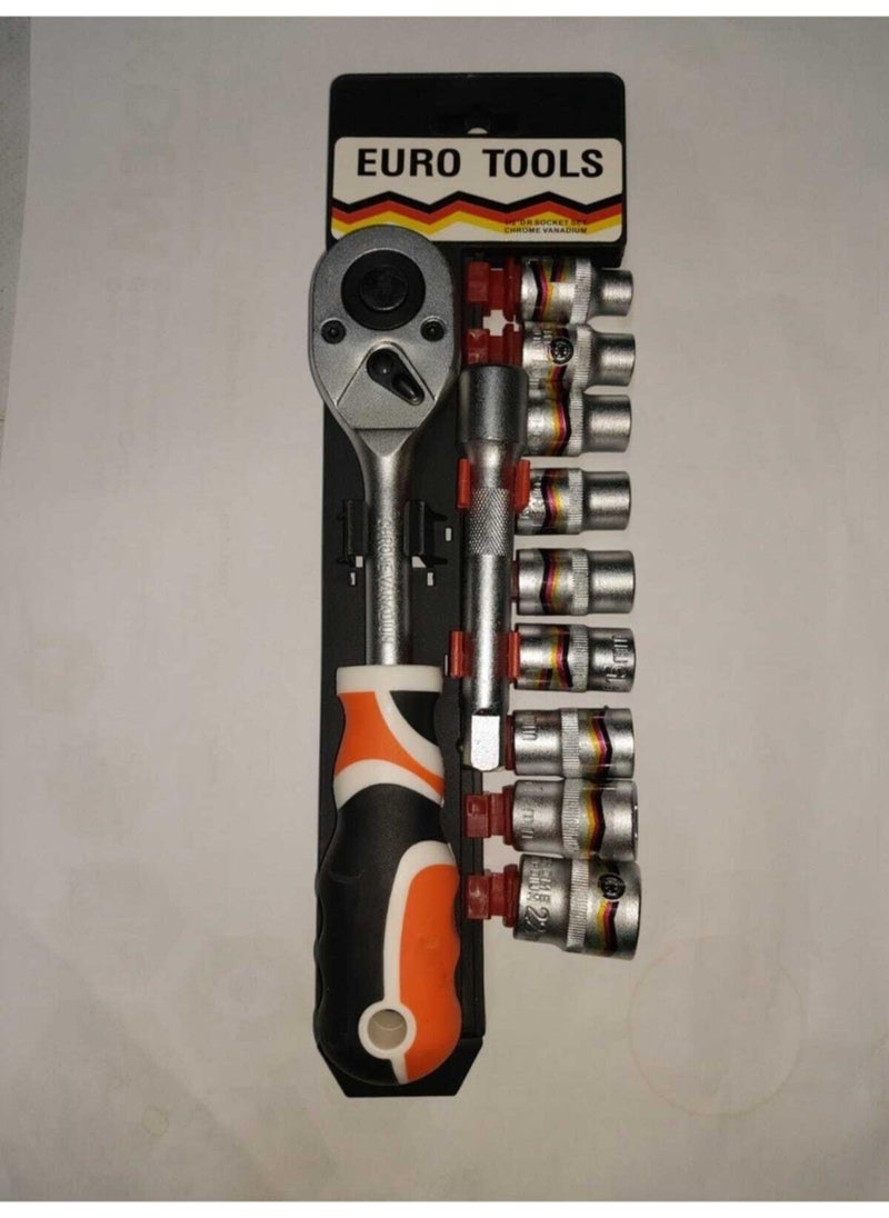 Euro tools Sufi Socket Set 1/2 Socket Set 12 Piece Socket Wrench Ratchet Set  - Image 1