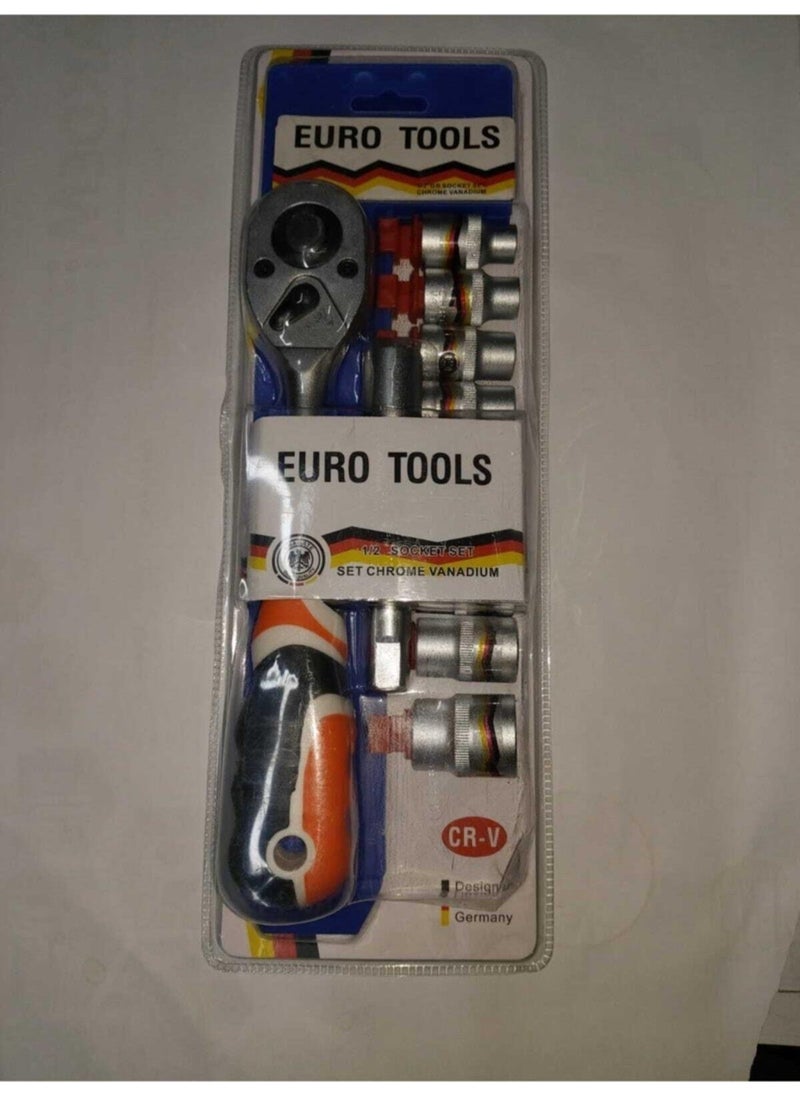 Euro tools Sufi Socket Set 1/2 Socket Set 12 Piece Socket Wrench Ratchet Set  - Image 2