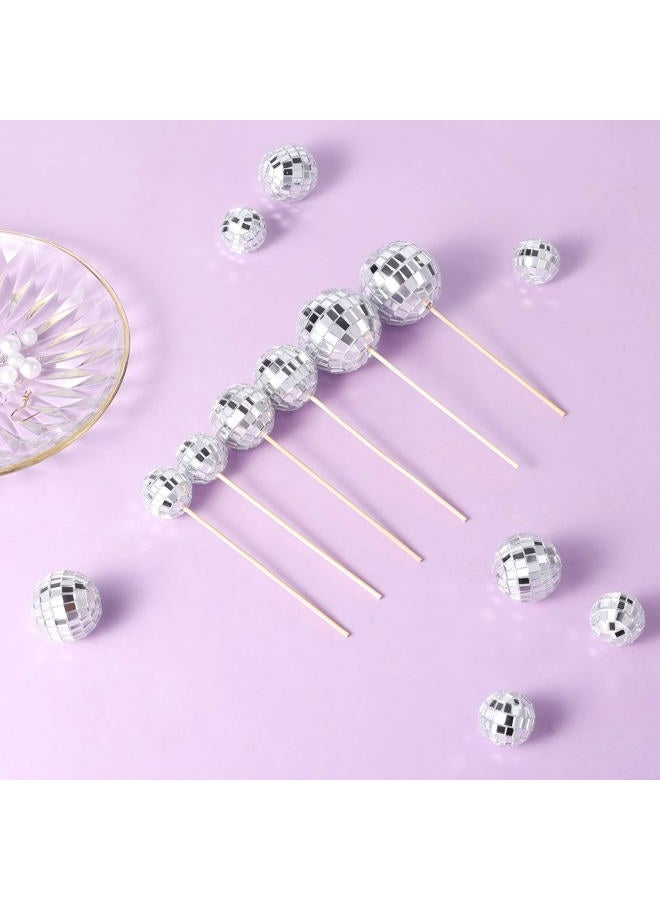 SAVITA 30 Pieces Disco Ball Cupcake Toppers Mini Disco Ball Picks Disco Theme Cake Toppers for Cake Decorations Cupcake Decor Dessert Accessories Disco Party Ornament (Silver) - Image 4