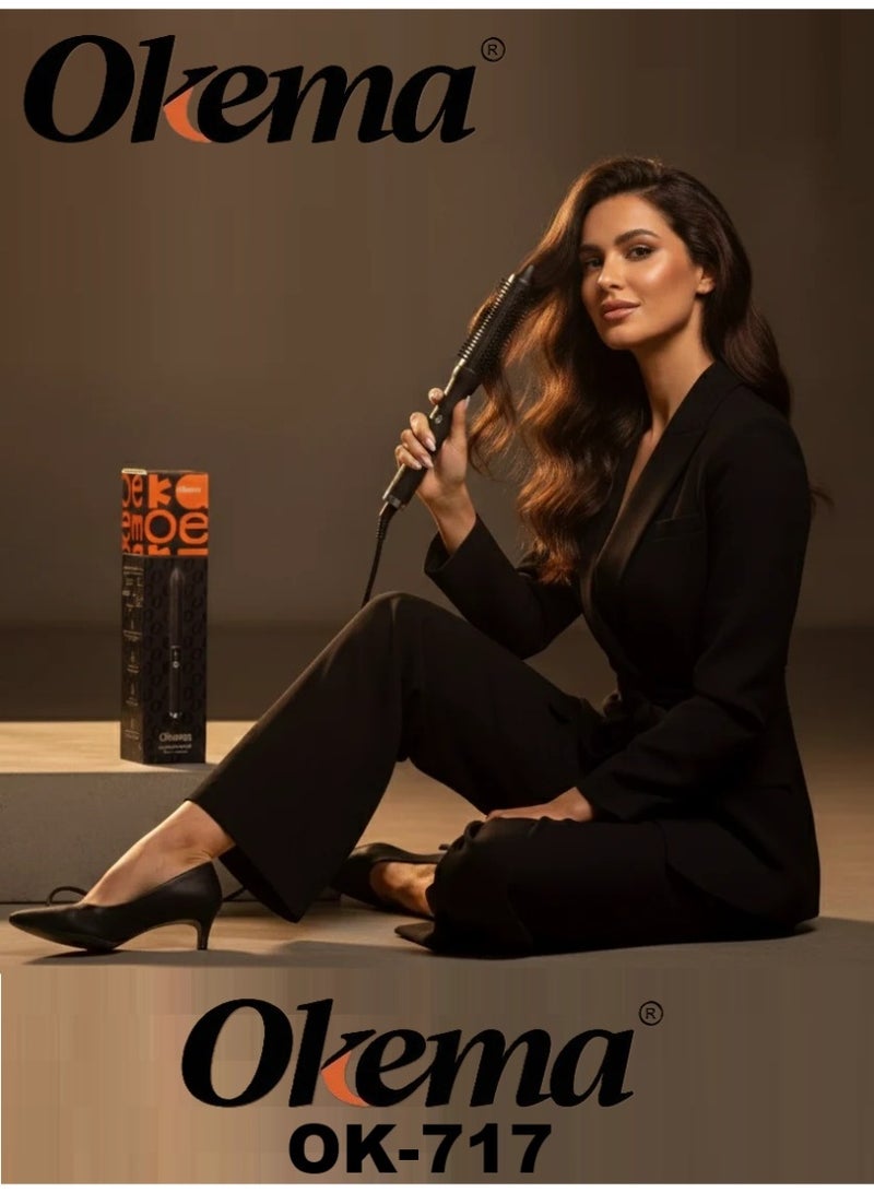 Okuma Styling Device (3-in-1) With Vegative Ion Technology Combines High Performance with a Luxurious Feel. Thermal Hair Brush Slim Suitable for All Hair Types, 360° Brush Design Allows for Perfect Control from all Angles. Powerful Heat Up to 480° Delivers fast and Consistent Results OK-717 - Image 3