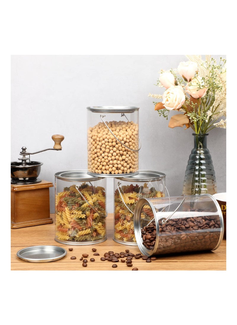 Y&D 12 Pcs Clear Plastic Paint Cans, Mini Empty Bucket with Lids Small Containers for Art Crafts Candy DIY Projects Party Favor Decor, 3 Inches (Silver)  - Image 3