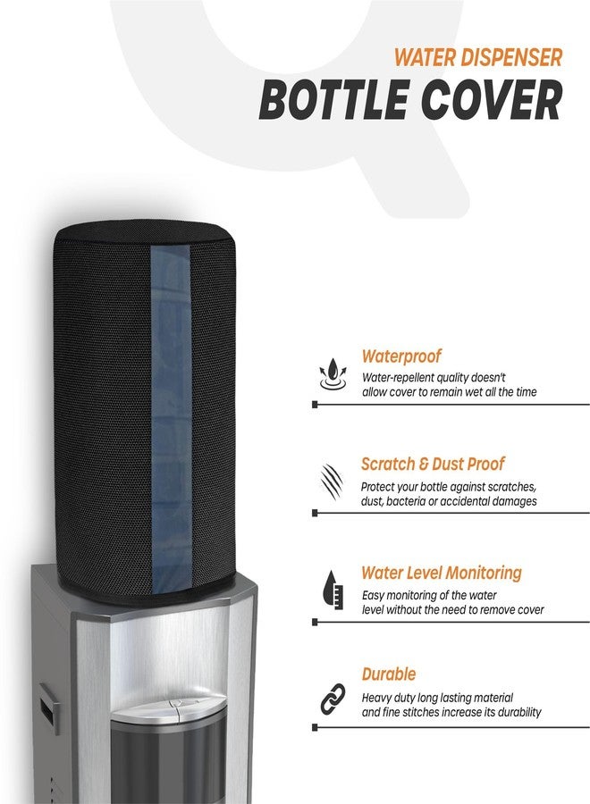 Cranique Polyester, Plastic 20 Ltr / Litre Water Dispenser Bottle Jar Cover With Transparent Strap (Black Pack Of 2) - Image 2