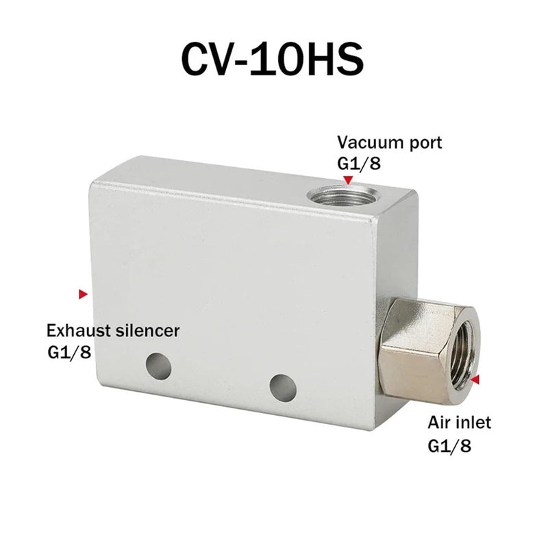 Pneumatic Vacuum Generator, Pneumatic Vacuum Generator Air Ejector High Negative Pressure Exhaust Device for Industrial Automation,for Industrial Automation(CV-10HS) - Image 2