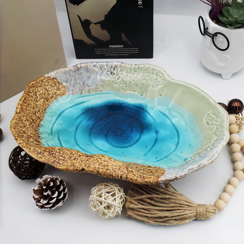 Yeatel Fruit Bowl,12" Decorative Bowl,Ceramic Christmas Bowl,Jewelry and Key Holder for Modern Farmhouse DÃ©cor,Room Decor,Entryway Decor Bowls - Image 1