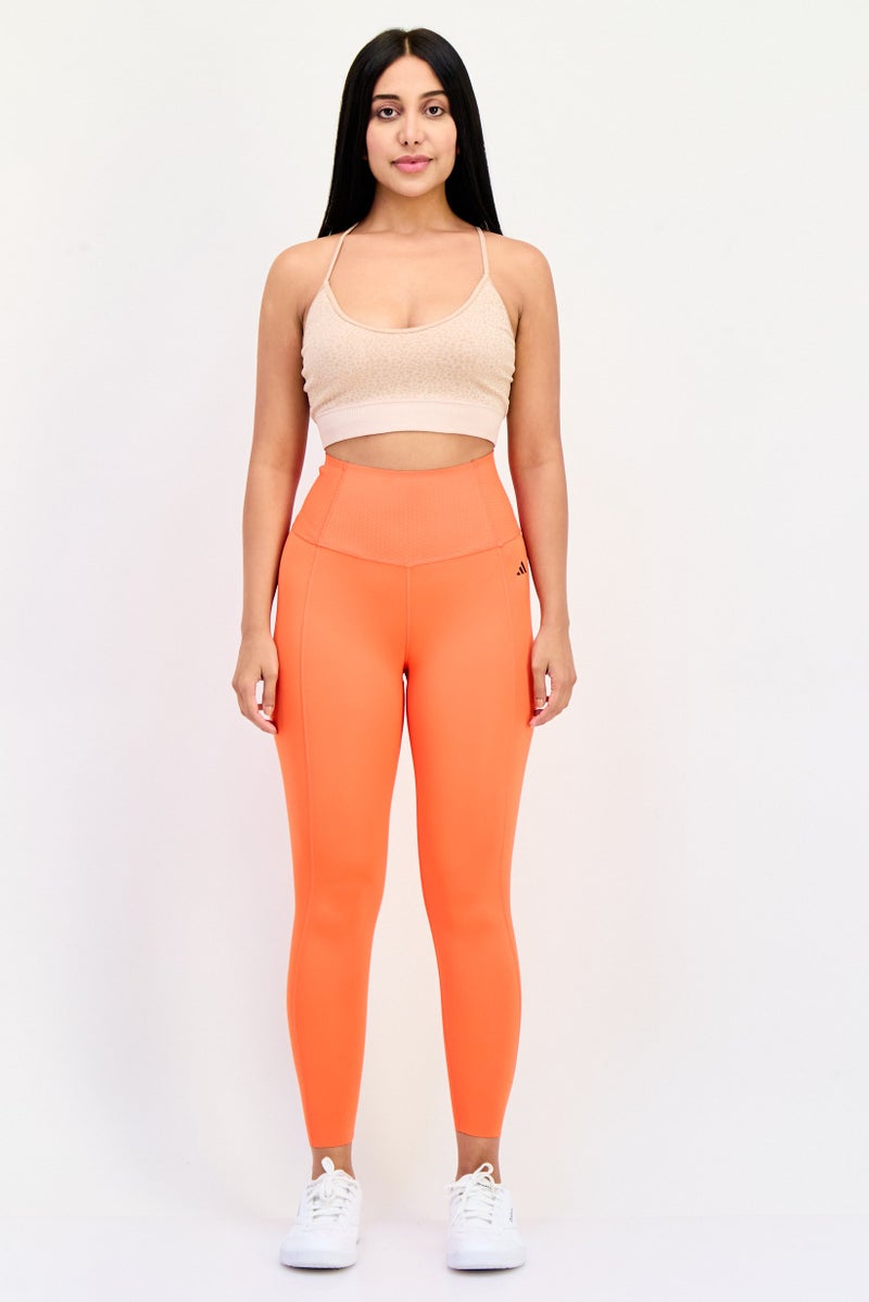 Adidas Women Tight Fit Training Leggings, Orange - Image 4