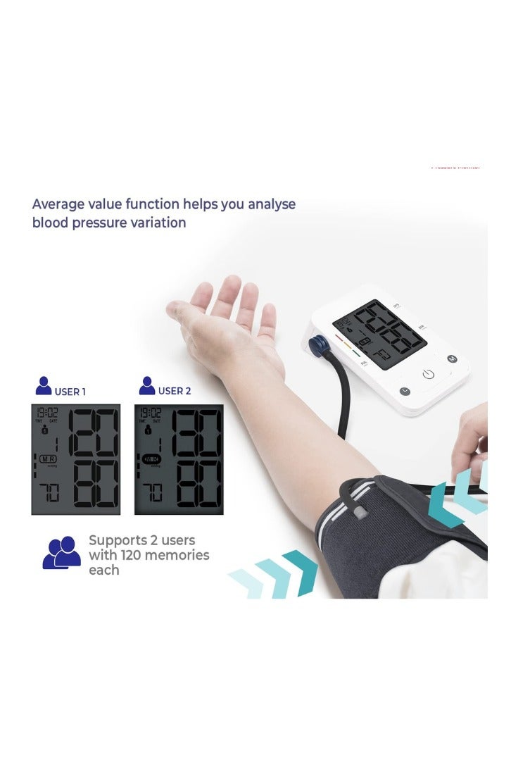 Generic Automatic Blood Pressure Monitor for Home Use with Heart Rate Monitor, Voice Broadcast, Adjustable Strap, Dual User Mode, Accurate and Fast Measurements for Daily Health Comfort - Image 2