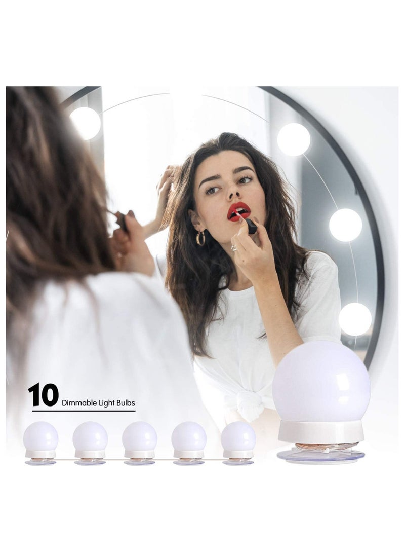 مجموعة أضواء مرآة الزينة بتقنية LED على طراز هوليوود مع 10 لمبات قابلة للتعتيم لطاولة المكياج ومصدر الطاقة لتوصيل الإضاءة في شريط مرآة الزينة - Image 4