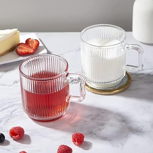 WRINGO 350 ML Coffee Mugs Footed with Handle and Colored Glass Straws Tea Cup Drinkware for Beer,Juice,Beverages,Glass Cappuccino Mugs, Clear Glass Latte Cups (Irish Coffee Mug 300 ML, 6) - Image 5