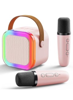 Panvil Portable Karaoke Speaker with 2 Mic, Mini Bluetooth Speaker with Microphone Radio and Voice Change Effect ,Gifts for Kids, Boys, Girls, Adults, Party, Home KTV, Outdoor,Travel | All in One Karoke System (Pink)  - Image 1