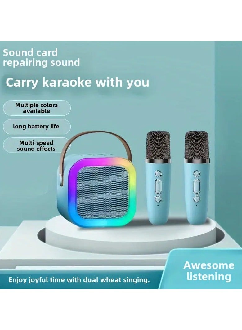 All-in-One Portable Karaoke Speaker with 2 Microphones – Mini Bluetooth Speaker with Voice Effects & Colorful Lights – Ideal Gift for Kids, Adults, Parties, Home KTV & Outdoor Travel - Image 4