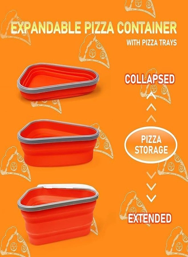 RELEMTRA Pizza Storage Containers with Lid Adjustable Pizza Box with 5 Microwavable Serving Trays Collapsible Pizza Slice Container Reusable and Dishwasher Safe - Image 4