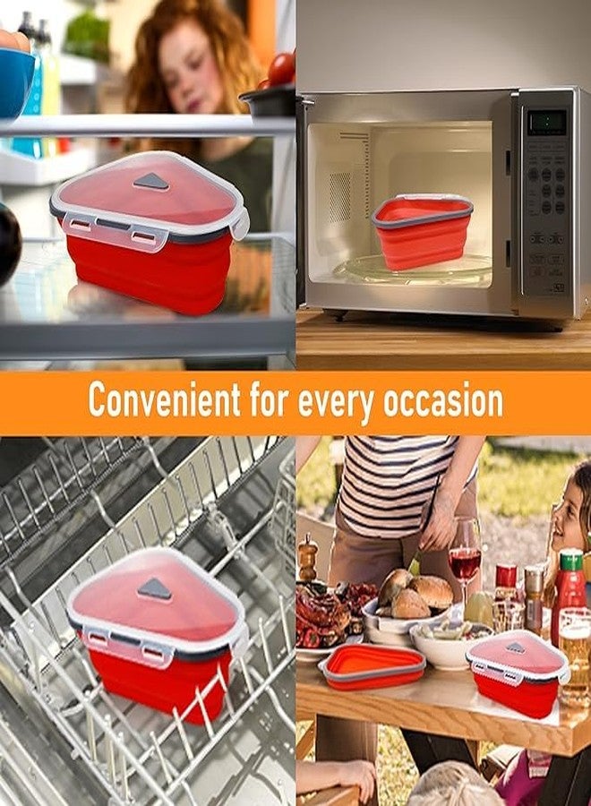 RELEMTRA Pizza Storage Containers with Lid Adjustable Pizza Box with 5 Microwavable Serving Trays Collapsible Pizza Slice Container Reusable and Dishwasher Safe - Image 2