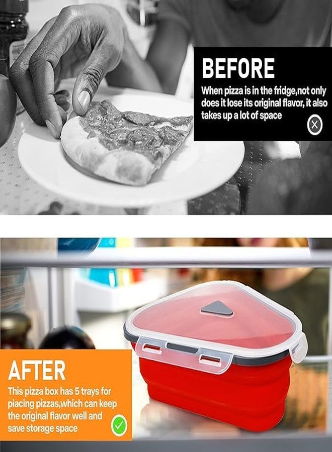 RELEMTRA Pizza Storage Containers with Lid Adjustable Pizza Box with 5 Microwavable Serving Trays Collapsible Pizza Slice Container Reusable and Dishwasher Safe - Image 3