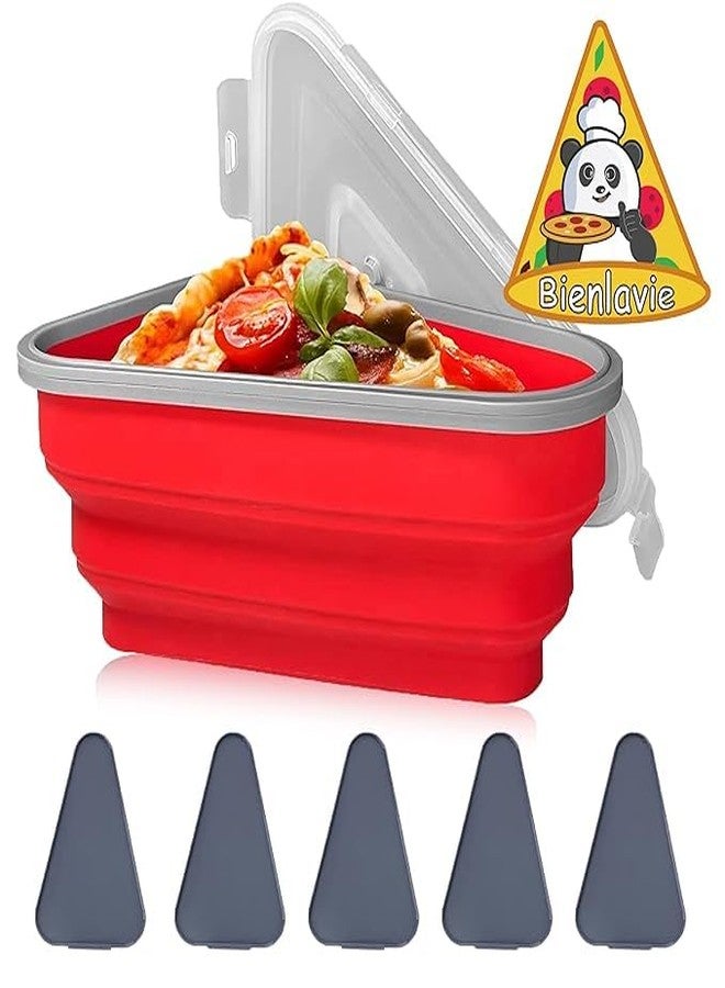 RELEMTRA Pizza Storage Containers with Lid Adjustable Pizza Box with 5 Microwavable Serving Trays Collapsible Pizza Slice Container Reusable and Dishwasher Safe - Image 1