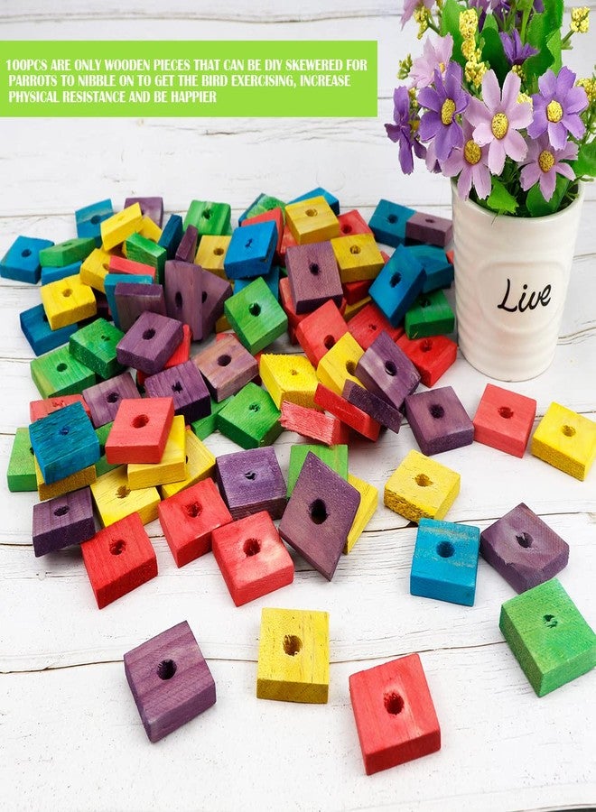 YOLUFER 100 Pieces Parrot Wooden Chewing Toy Parrot Bite Toy Parrot Chewing Blocks for Small, Medium, Large Parrot Budgies Parakeet Cockatiel(Mixed Color) - Image 5