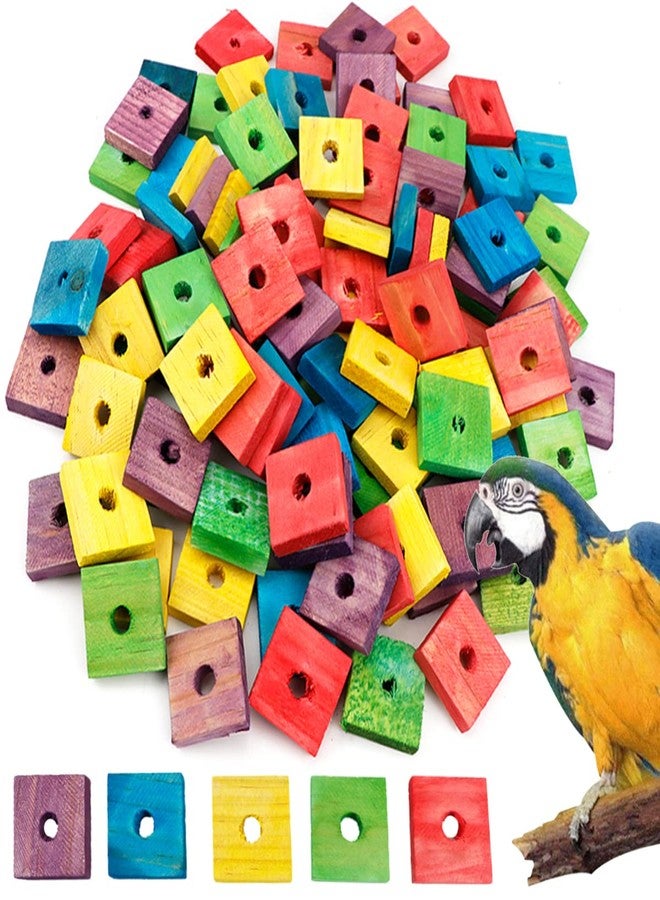 YOLUFER 100 Pieces Parrot Wooden Chewing Toy Parrot Bite Toy Parrot Chewing Blocks for Small, Medium, Large Parrot Budgies Parakeet Cockatiel(Mixed Color) - Image 1