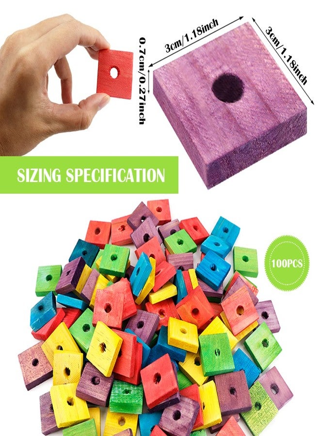 YOLUFER 100 Pieces Parrot Wooden Chewing Toy Parrot Bite Toy Parrot Chewing Blocks for Small, Medium, Large Parrot Budgies Parakeet Cockatiel(Mixed Color) - Image 2