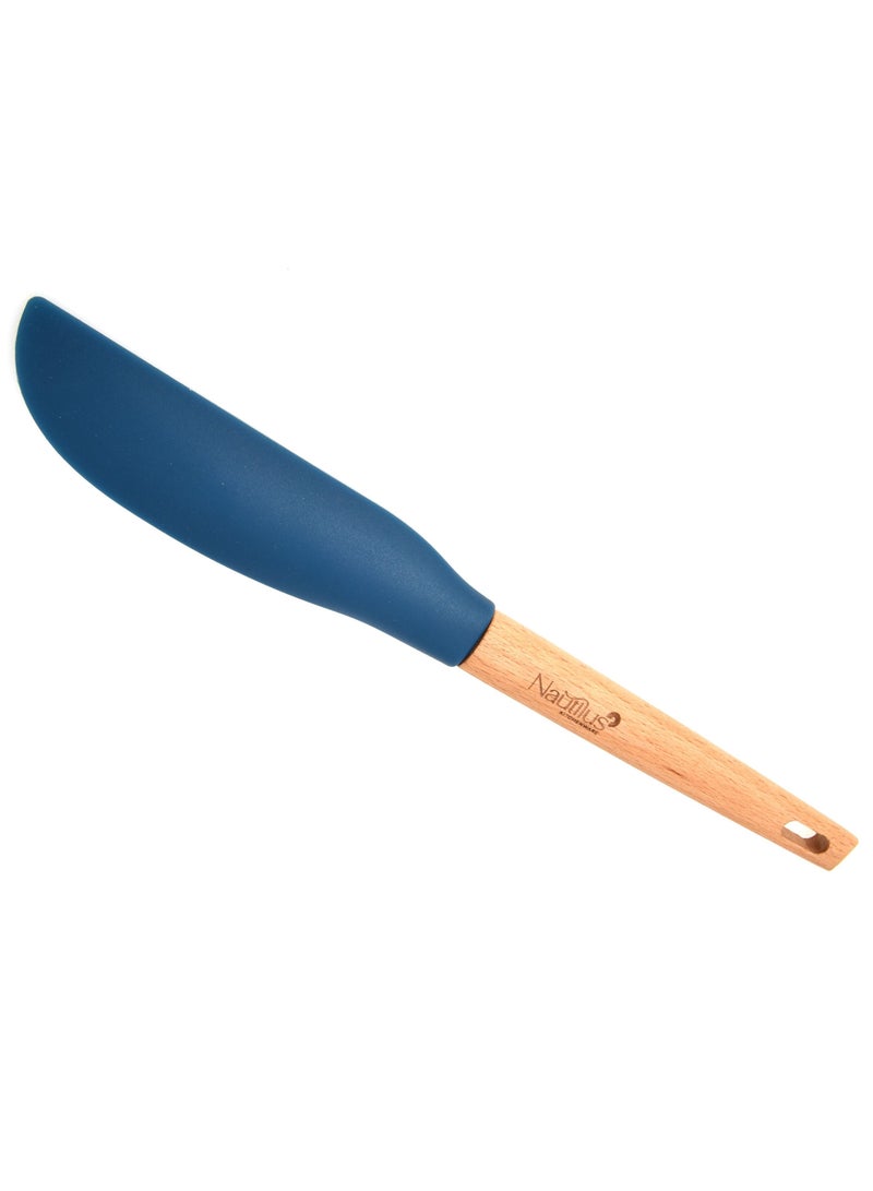 nautilus Beech Wood Handle Silicone Spatula Blue/Brown Color 30X3.9X1.8 Cm - Image 1