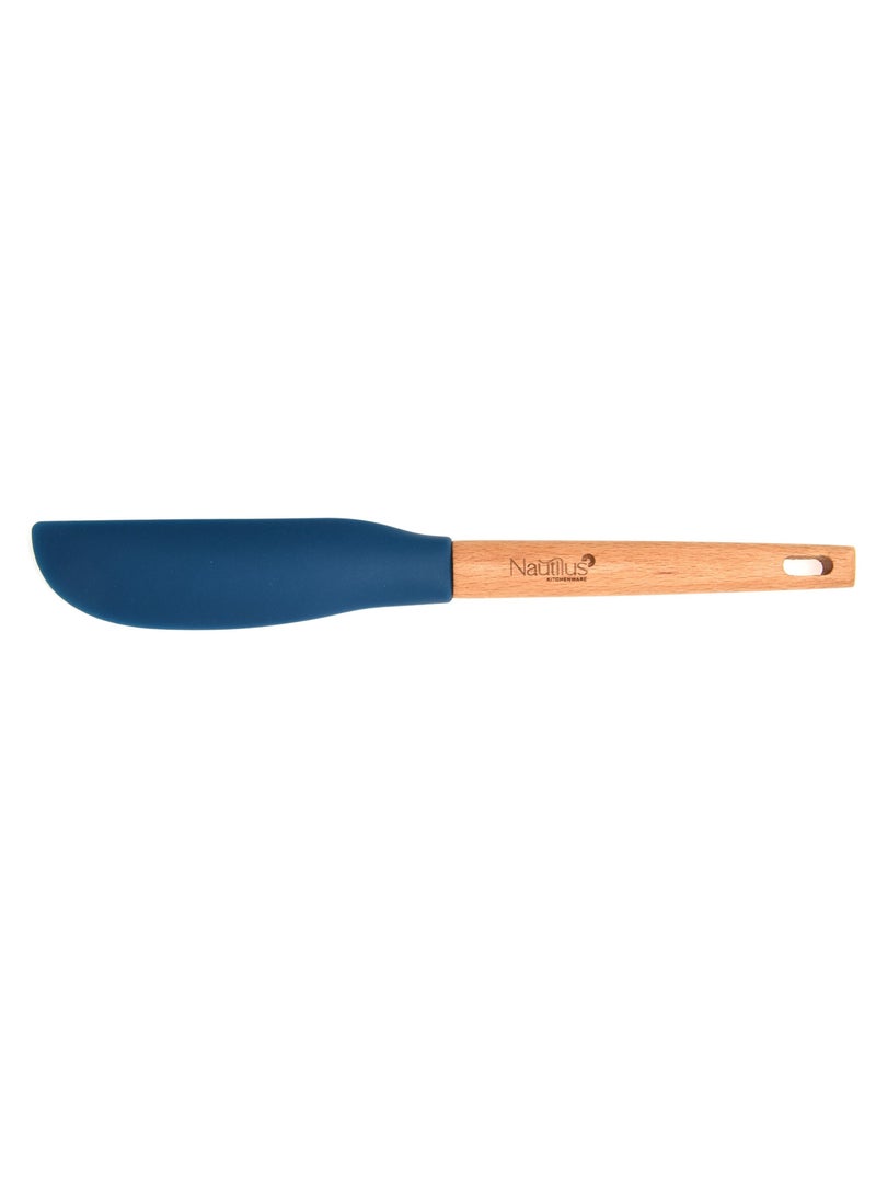 nautilus Beech Wood Handle Silicone Spatula Blue/Brown Color 30X3.9X1.8 Cm - Image 2