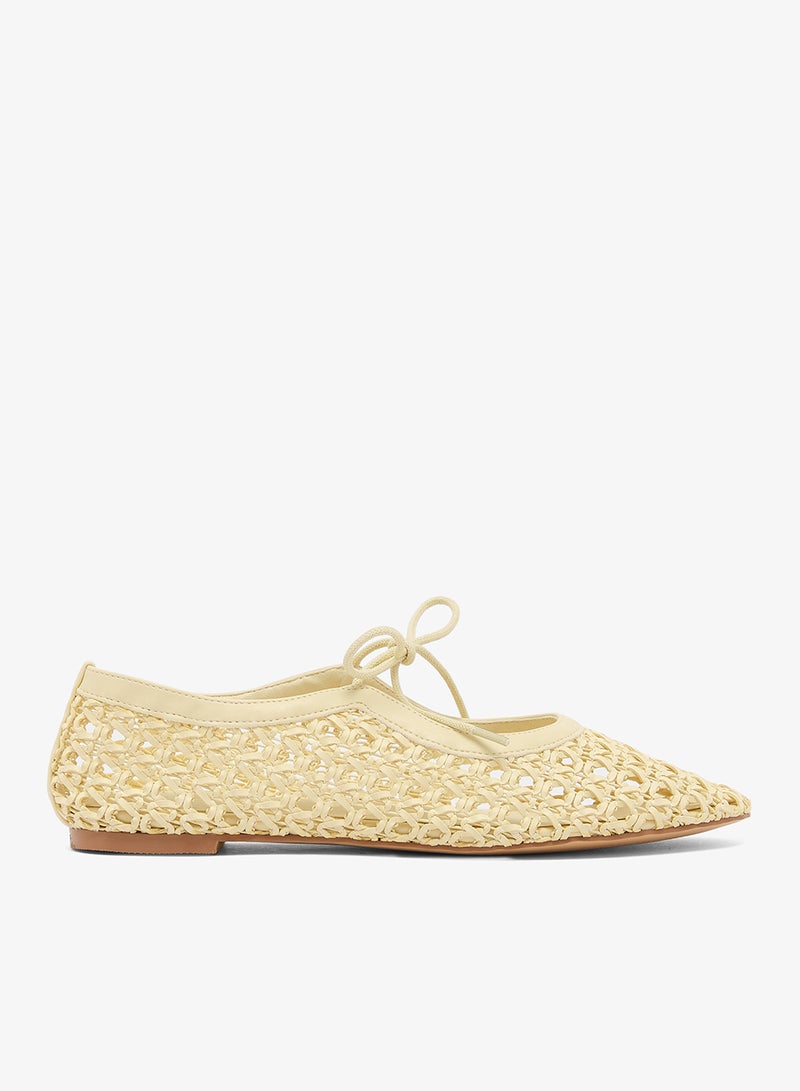 GLAMOROUS Natural Woven Ballet Flats - Image 1