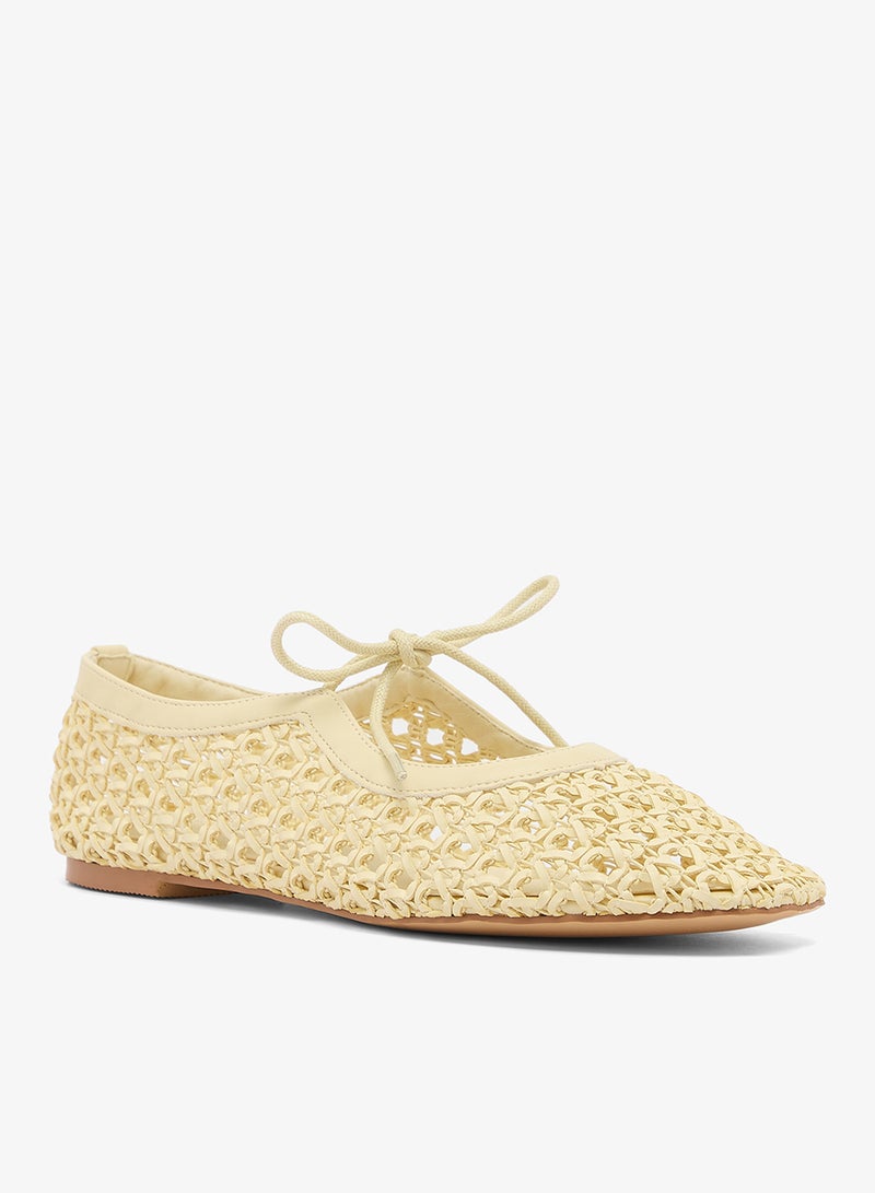 GLAMOROUS Natural Woven Ballet Flats - Image 2