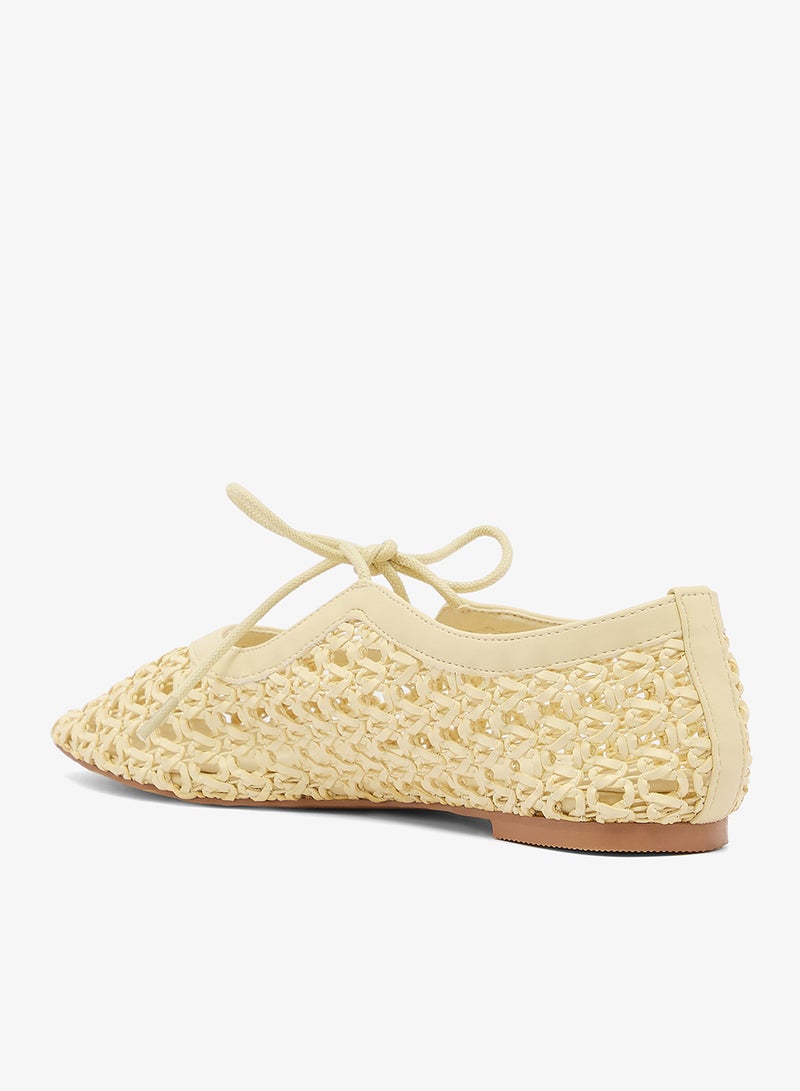 GLAMOROUS Natural Woven Ballet Flats - Image 3
