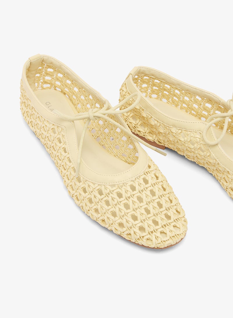 GLAMOROUS Natural Woven Ballet Flats - Image 4