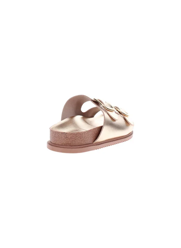 بيرا ريو Beira Rio Ladies Flat Sandals Golden | Made In Brazil