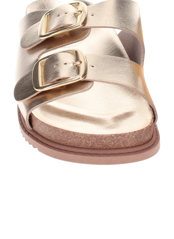 بيرا ريو Beira Rio Ladies Flat Sandals Golden | Made In Brazil