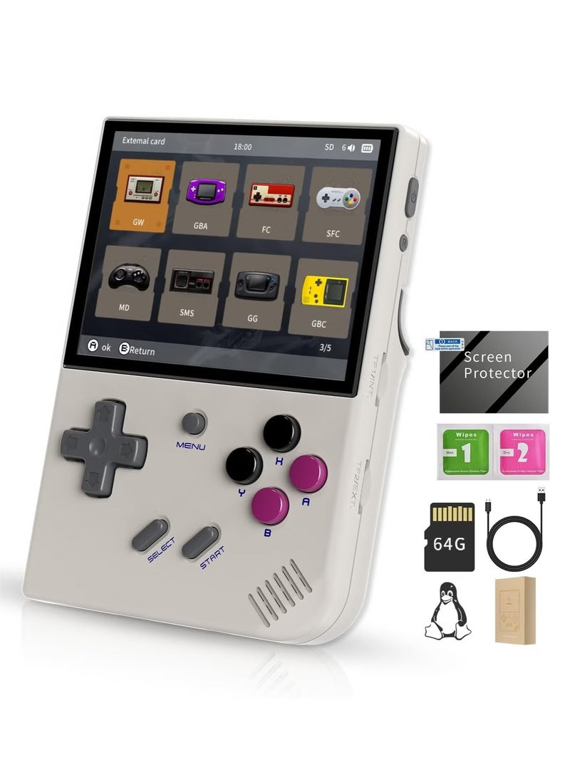 ANBERNIC  RG35XX Plus Linux Handheld Game Console, 3.5'' IPS Screen, Pre-Loaded 5527 Games, 3300mAh Battery, Supports 5G WiFi Bluetooth HDMI and TV Output (64GB, Grey) - Image 1