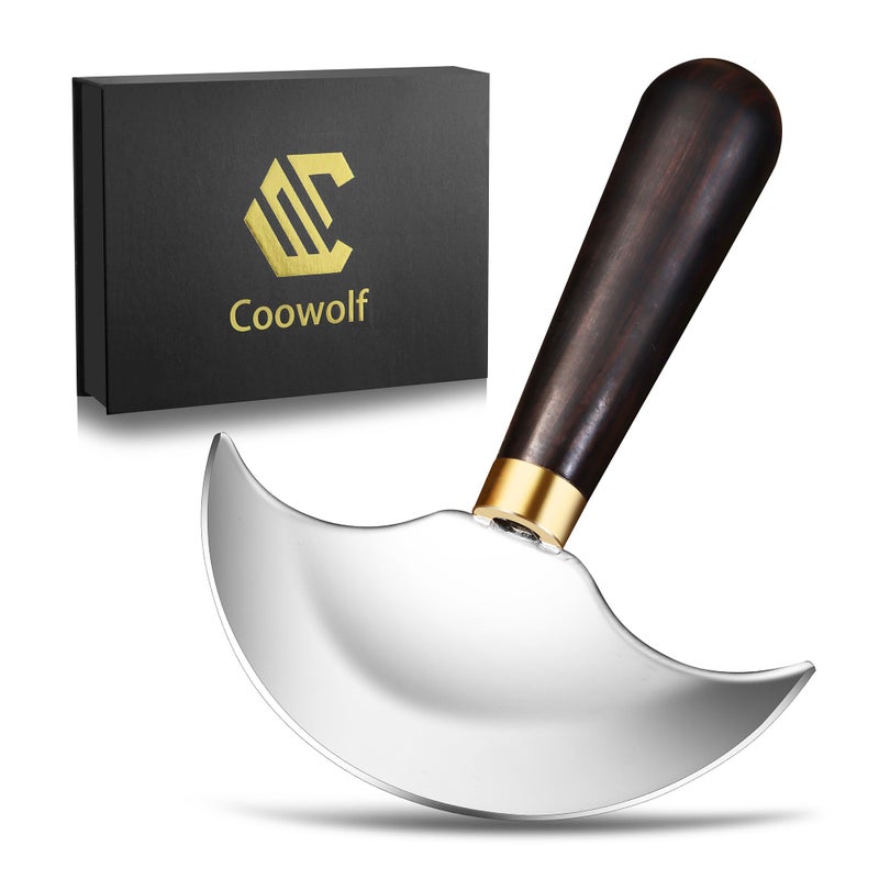 Coowolf Leather Knife with Wooden Handle Leather Working Tools for Cutting Skiving and Trimming